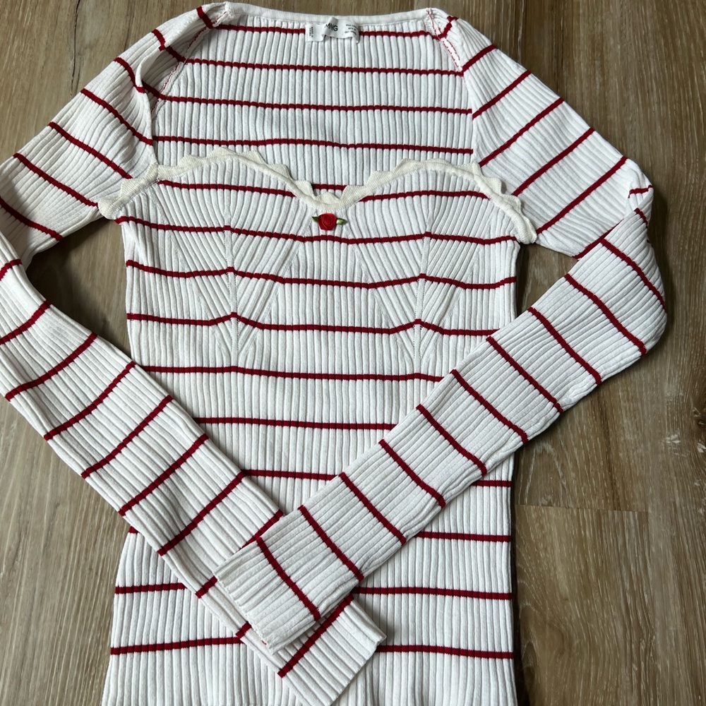 Mango Striped Ribbed Long Sleeve Top